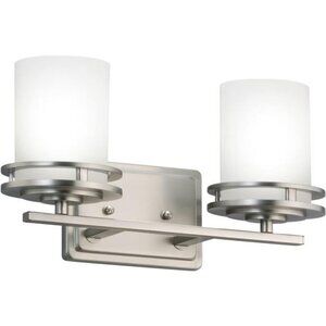 Kichler Hendrik 14.5" 2 Light Vanity Light with Satin Etched Cased Opal Glass Br